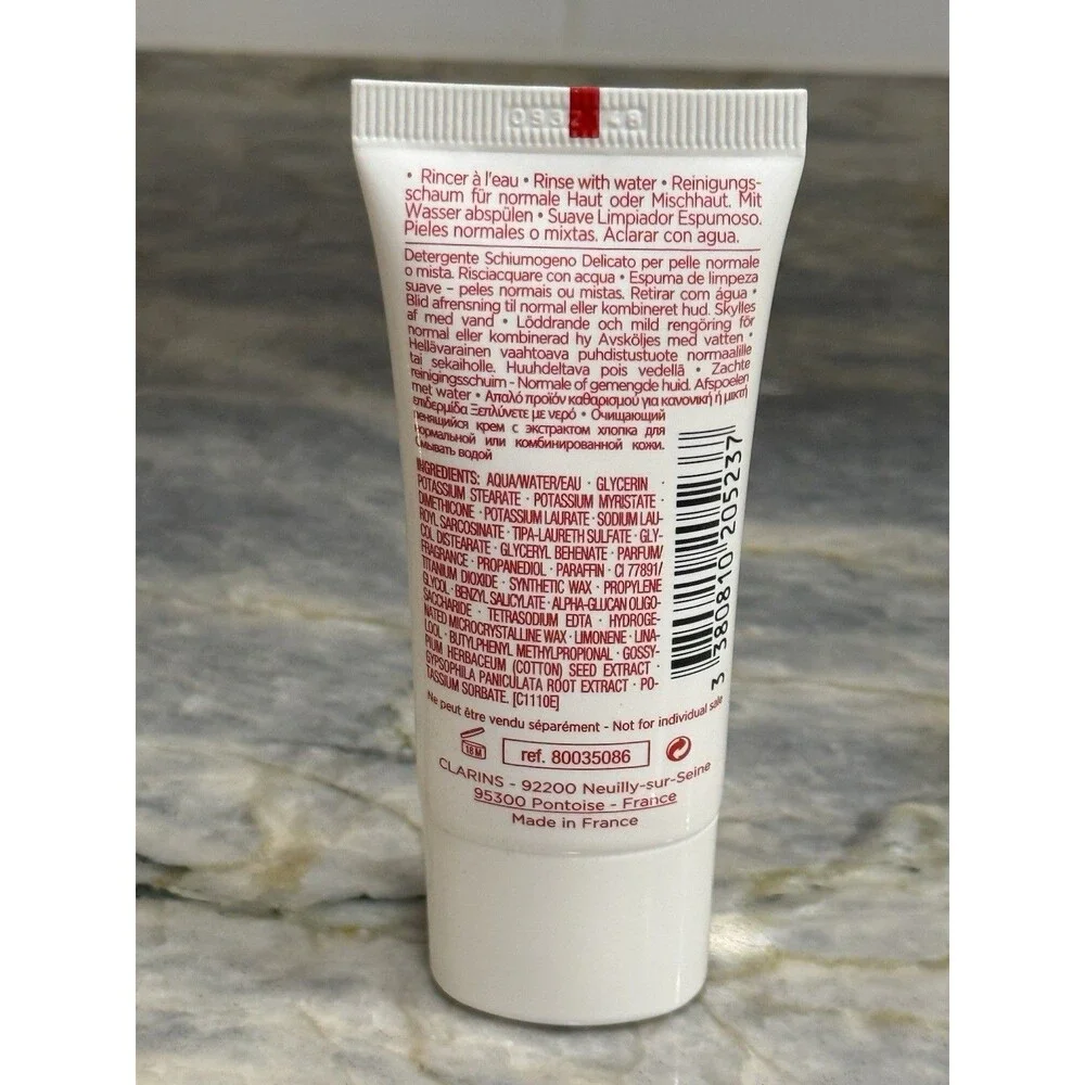 Clarins Gentle Foaming Cleanser Cottonseed 30mL 0.8oz + 5mL‎ Sample Set New